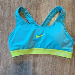 Nike Pro Dri Fit Padded Bra, Aqua, Small